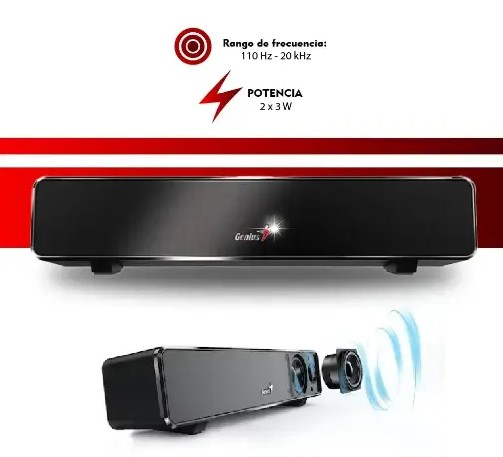 PARLANTE GENIUS SOUND BAR 100 MINI 6W 3.5MM USB NEGRO