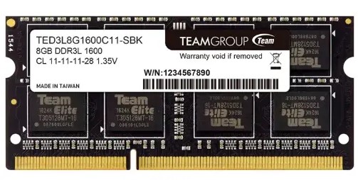 MEMORIA RAM TEAMGROUP 8GB DDR3L SODIMM 1600MHZ 1.35V