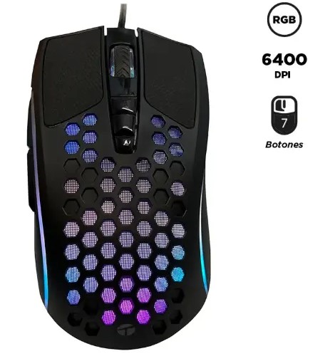 MOUSE GAMER TEROS TE-1210G 7 BOTONES RGB NEGRO