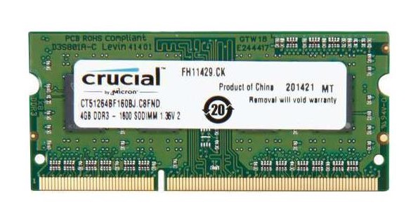 4 GB DDR3 RAM 204-pin SO-DIMM PC3L-12800S 1,35V LAPTOP SEMINUEVO