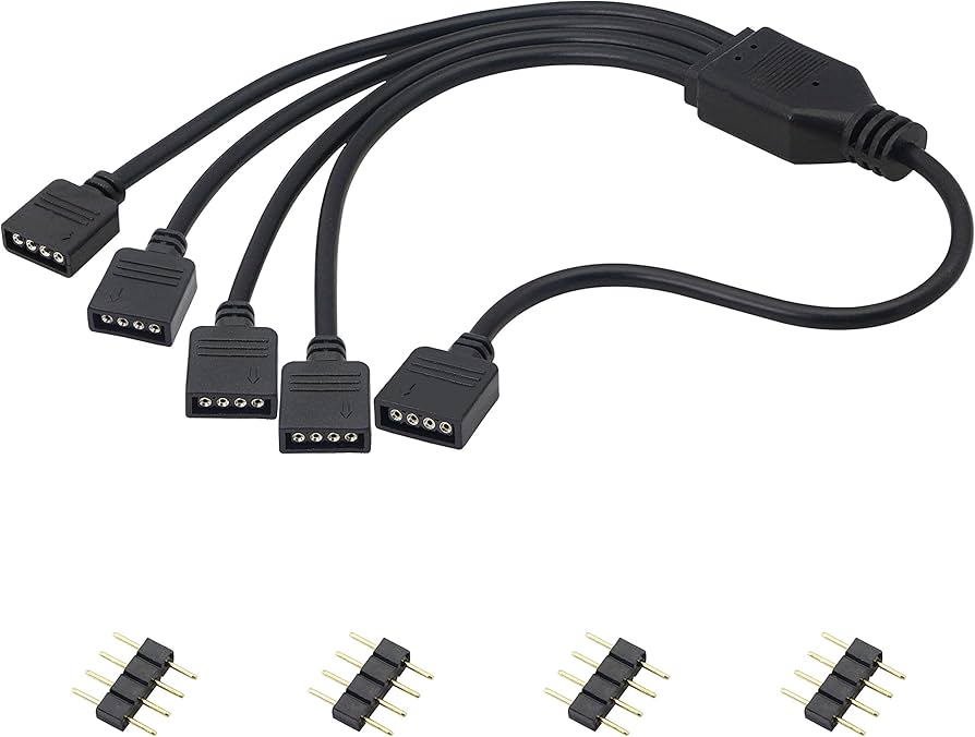 Adaptador de Cable de extensión 1 A 4 RGB 12V 4Pin 30cm Negro